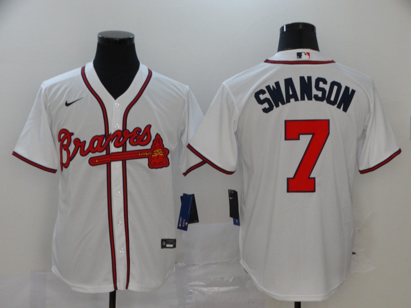 Men's Atlanta Braves Dansby Swanson #7 White Jersey